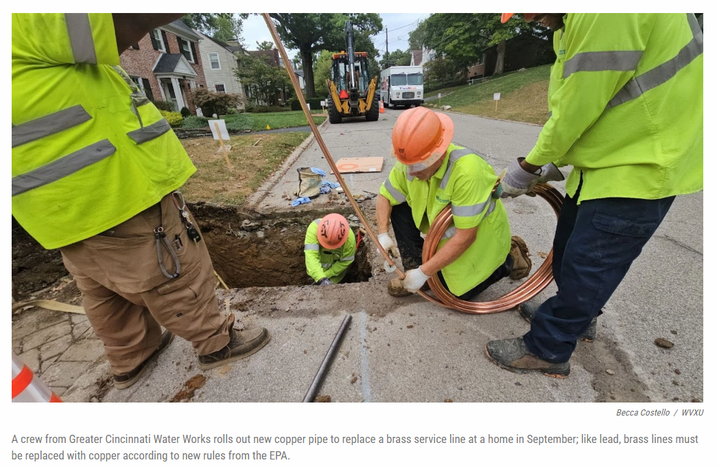 Workers replacing water line